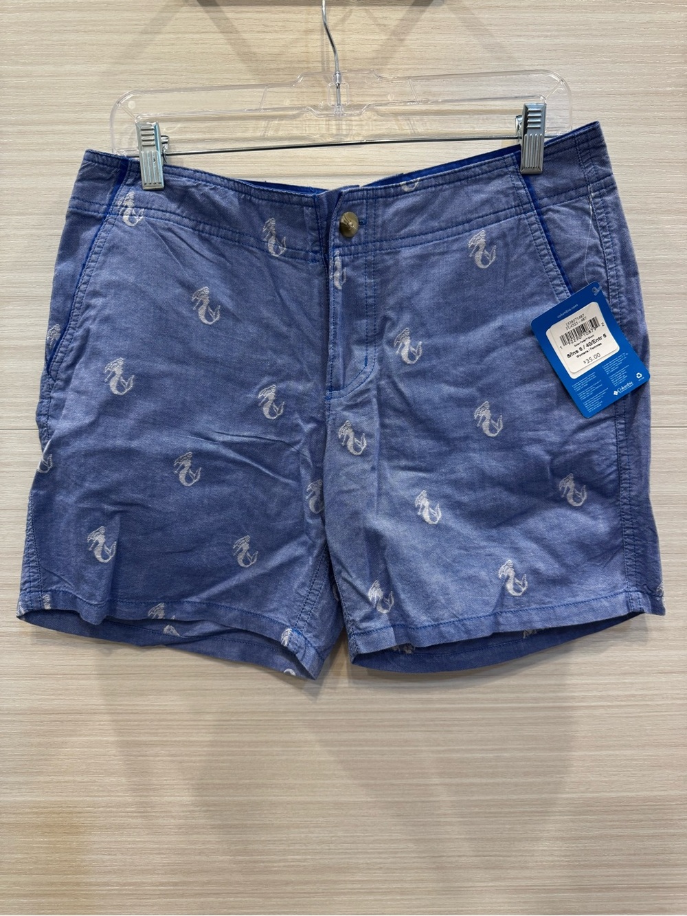Columbia PFG Blue Mermaid Design 100% Cotton Shorts size 8